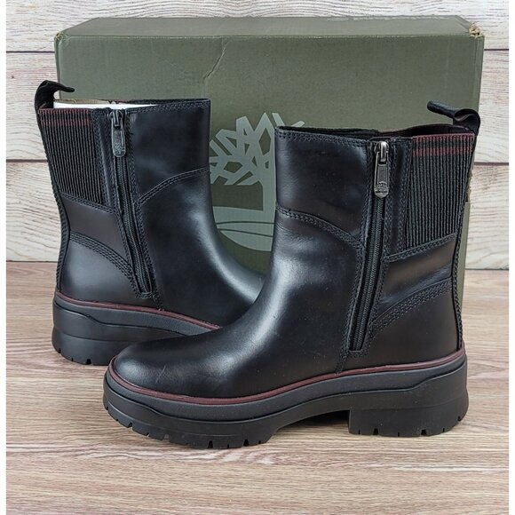 NEW Timberland Malynn Boots Women's Size 6.5 Chelsea Chunky Leather Biker Moto - Picture 6 of 9